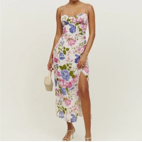 Reformation Riya Cutout Floral Print Midi Dress - Picture 1 of 7